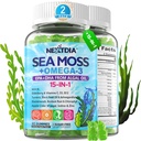Sea Mos Gummies + Algae Omega-3 cho người trưởng thành, 15-IN-1 Sổ tay siêu thực phẩm Ai Len với/Vitamins C D3 B12, Turmeric, Bladderwrack, hỗ trợ năng lượng, Brain, Immune, Daily Viveity, Sugar- Free, 120 Cts