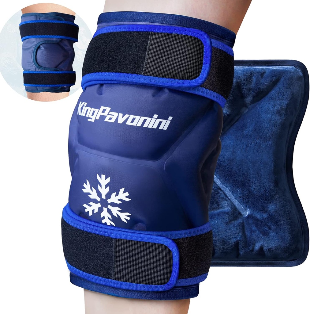 KingPavonini XXL Knee Ice Pack Wrap Around Entire Knee After Surgery, nagy újrahasználható Gel Ice Pack for Sérülések, fájdalom enyhítése, duzzanat, sport sérülések, 1 Pack (kék)