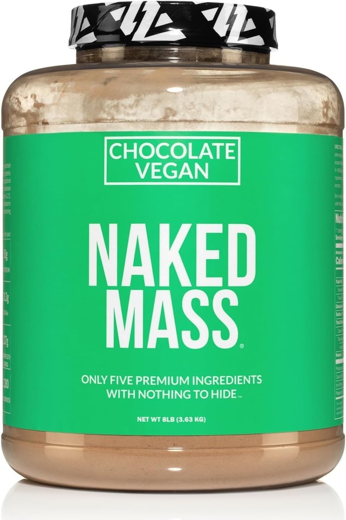 NAKED Vegansk Mass - Sjokolade Vegansk Vektvinner - 1,280 Kalorier, ikke-GMO, Soja & Glutenfri, Ingen kunstige ingredienser - 8LB Bulk - 11 Serveringer
