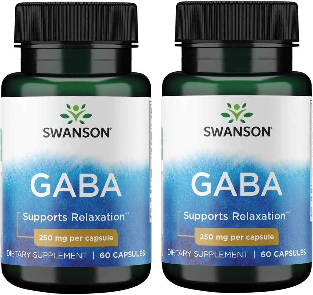 Swanson GABA Gamma Amino Àcid àcid 250 Milligrams 60 Capsules (2 paquet)