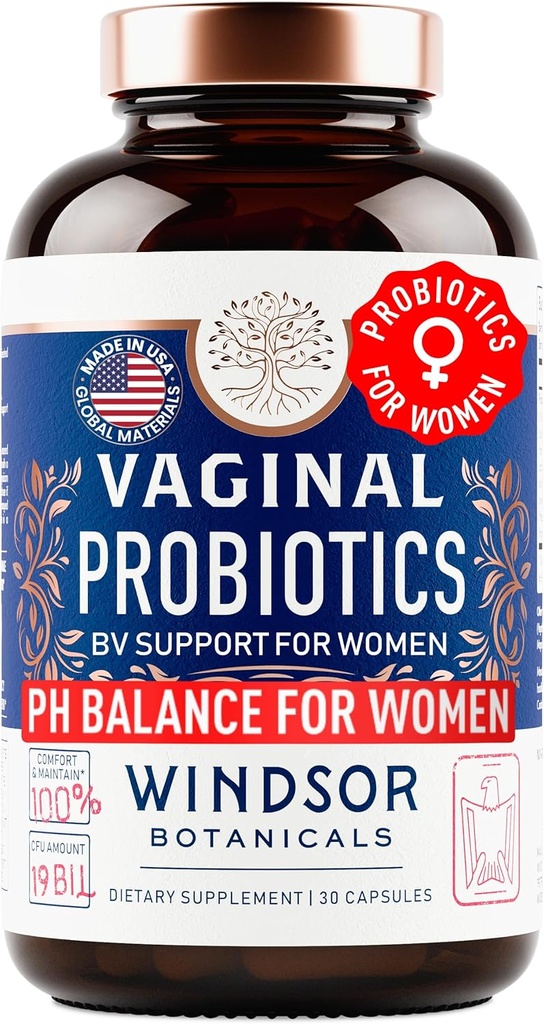 Probiotici vaginali per le donne - 19Bil CFU, una volta Daily Lactobacillus Salivarius Probiotico per PH Balance, Digestivo, Salute Gut - Feminine Balance Complex per le donne BV Support Supplementi - 30 Capsule