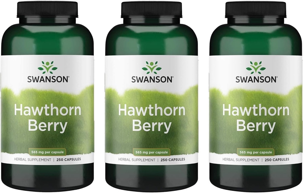 Swanson Hawthorn Berry Supplement- Antioxidante Flavonoide (250 Kapseln, 565 mg Jeder) 3 Packung