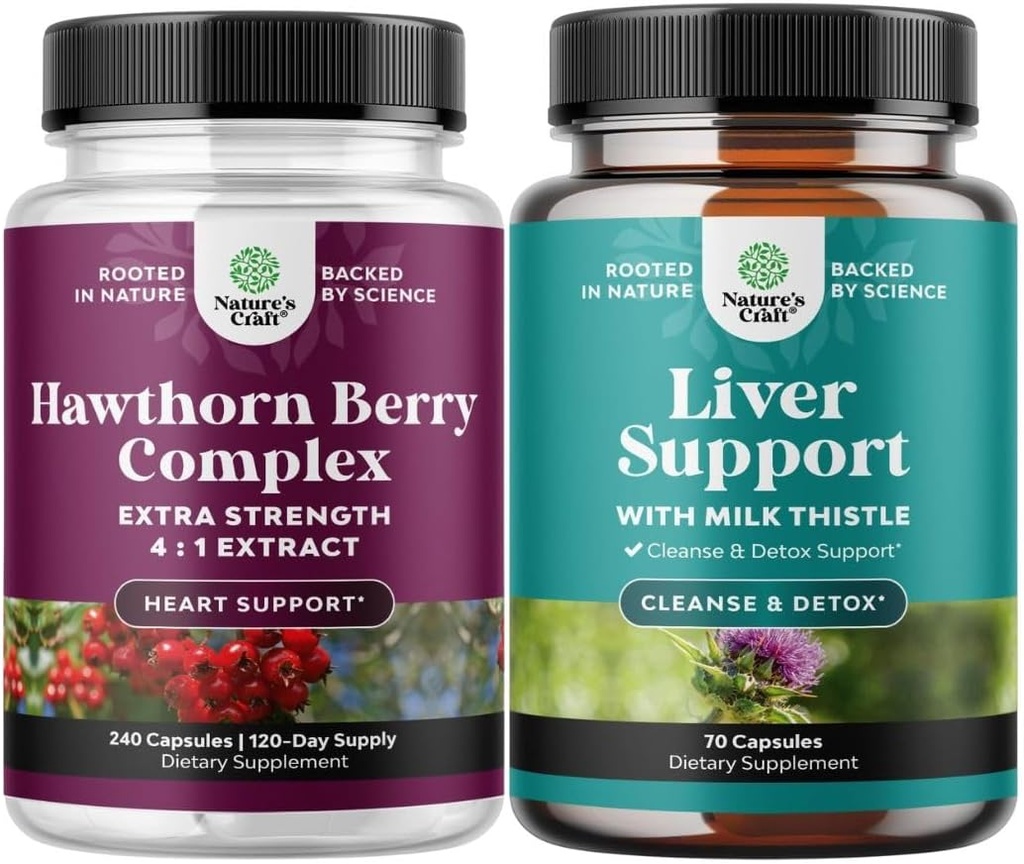 Bundle of Extra Strength Hawthorn Berry Kapslid - Extract Seedimine ja südame tervise täiendada ja Maksa puhastamine ja Detox & Repair Formula - Taimse Maksa Abilisa