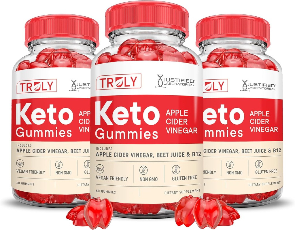 (3 Pack) Truly Keto ACV Gummies Advanced Formula 1000MG Truly Keto Gummies Apfel Apfelessig Formuliert mit Granatapfelsaft Pulver B12 Vegan Non GMO 180 Gummys