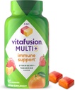 Vitafusion Multi+ Immune Support* – 2-en-1 Avantages et saveurs – Vitamines gommées adultes avec vitamine C, zinc, multivitamines quotidiennes, 90 Compte