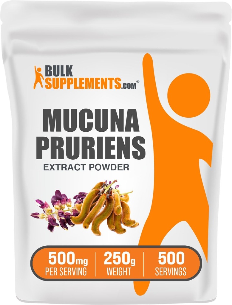 BulkSupplements.com Mucuna Pruriens לחלץ אבקה - Mucuna Pruriens תוספי, Herbal Supplement - טבעוני & Gluten חינם, 500 מ"ג לשרת, 250g (8.8 oz) (Pack של 1)