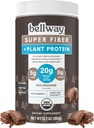 Bellway Super Fiber + Protein Powder, Sugar-free Organic Psyllium Husk Kuitu Supplement Powder 20g Kasviproteiini per Serving, Rich Chocolate, 12.7 oz