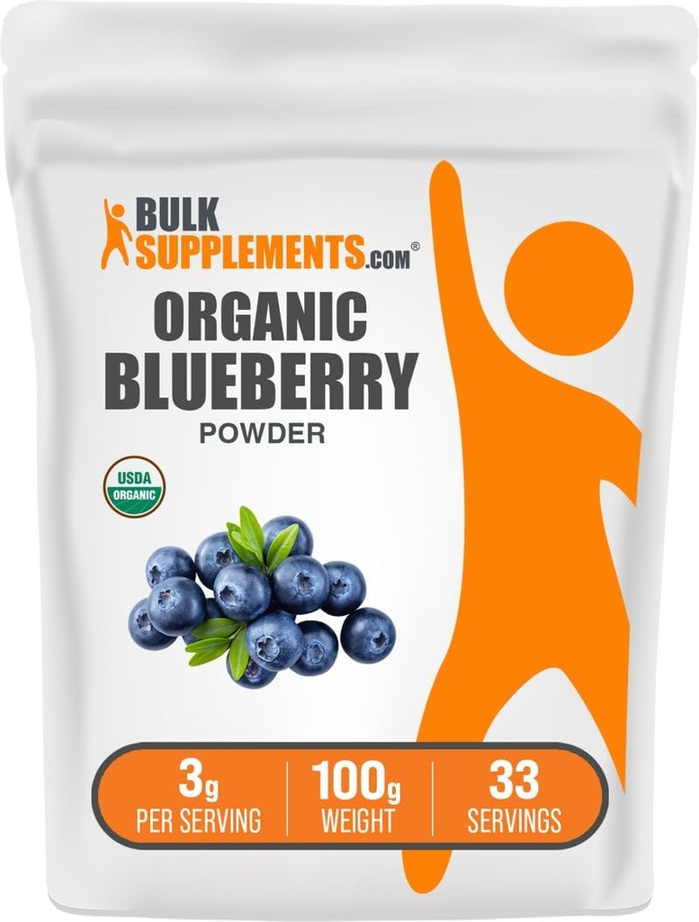 BulkSupplements.com Organic Blueberry Powder - Antioxidant Support, Bluberry Supplement - Vegan & gluten Free, 3g per Serving, 100g (3.5 oz) (balení po 1)