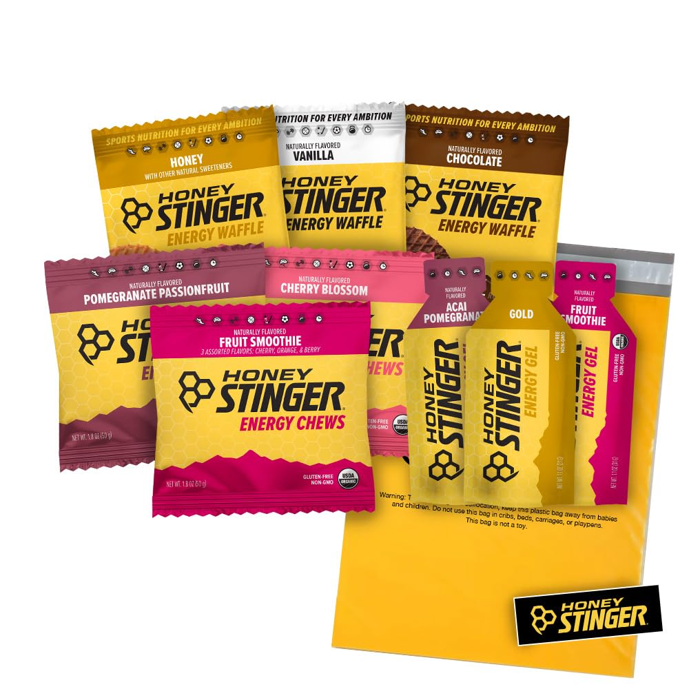 Honey Stinger Training Kit - 9 Count Plus Sticker и Polybag - източник на енергия за всяка дейност - 3 органични вафли, 3 пакета енергийни гелове и 3 енергийни гела