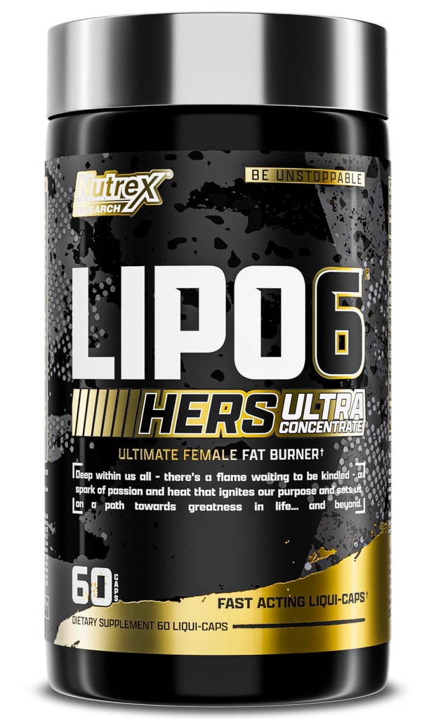 Lipo-6 Black Hers Ultra Concentrate | Weight Loss Pills for Women | Fat Burner, Appetite Suppressant, Metabolism Booster for Weight Loss + Hair, Skin, & Nails Support | 60 Diet Pills