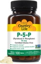 Country Life P-5-P-vitamin B6 – Biotilgjengelig Pyridoxal-5-fosfat Supplement for energi, nervesystem støtte og rød blodcellevekst – sertifisert glutenfri, vegansk, ikke-GMO – 100 kapsler