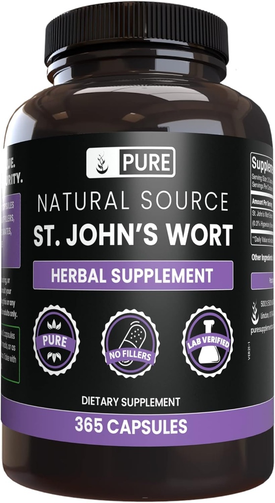 PURE ORIGINAL INGREDIENTS St. John's Wort (365 kapsulak) Magnesium edo Rice Fillers, Beti Pure, Lab Verified