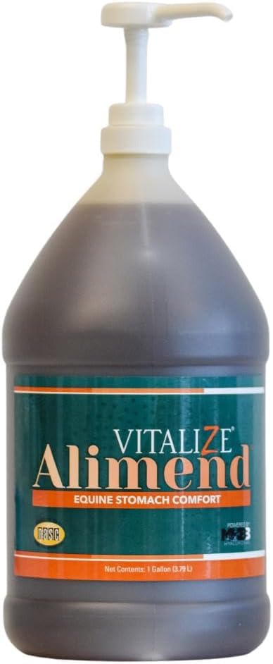 Vitalize Alimend - Horse Gastric & Equine Ulcer Support Solution, Probiotikoak eta Digestive Supplements Alternative, Horse Weight Gain Supplement, 128 Fluido Ounce (3785ml)