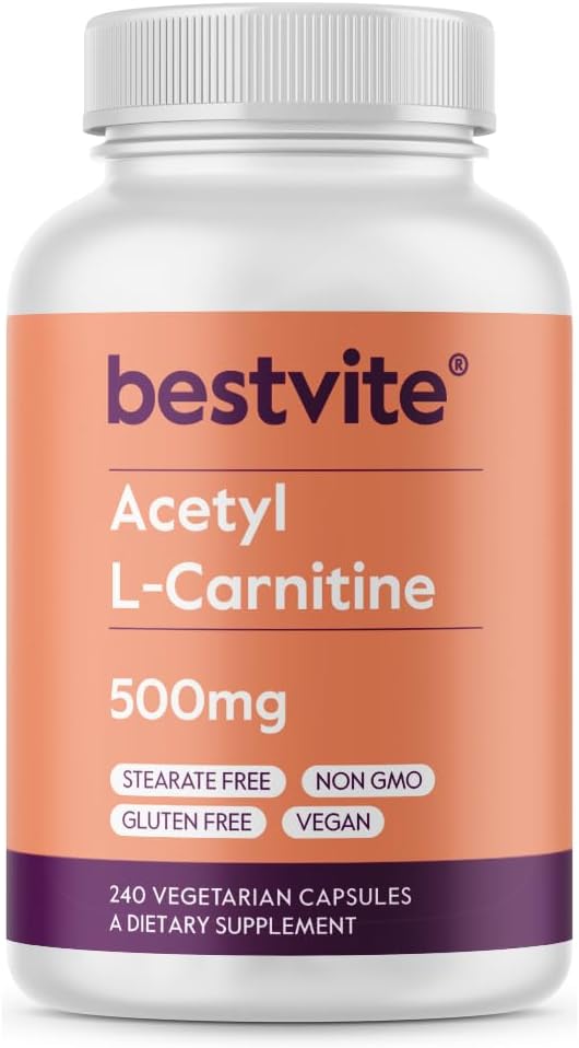 BESTVITE Acetyl L- Carnitine 500mg (240 Kapsul Vegetarian) - Tidak ada Stearat - Vegan - Non GMO - Gluten Bebas