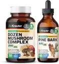 BIO KRAUTER Dozen Mushroom 100 Capsules & Pine Bark Tincture 4 Fl. Oz.