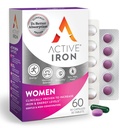 Active Iron Supplement 25mg + Multivitamin for Women, Clinically Proven to Increase Iron & Energy Levels, Maximum Absorption, Gentle, Non-Constipating, 30 Capsules + 30 Tablets in On-the-Go Foil Packs