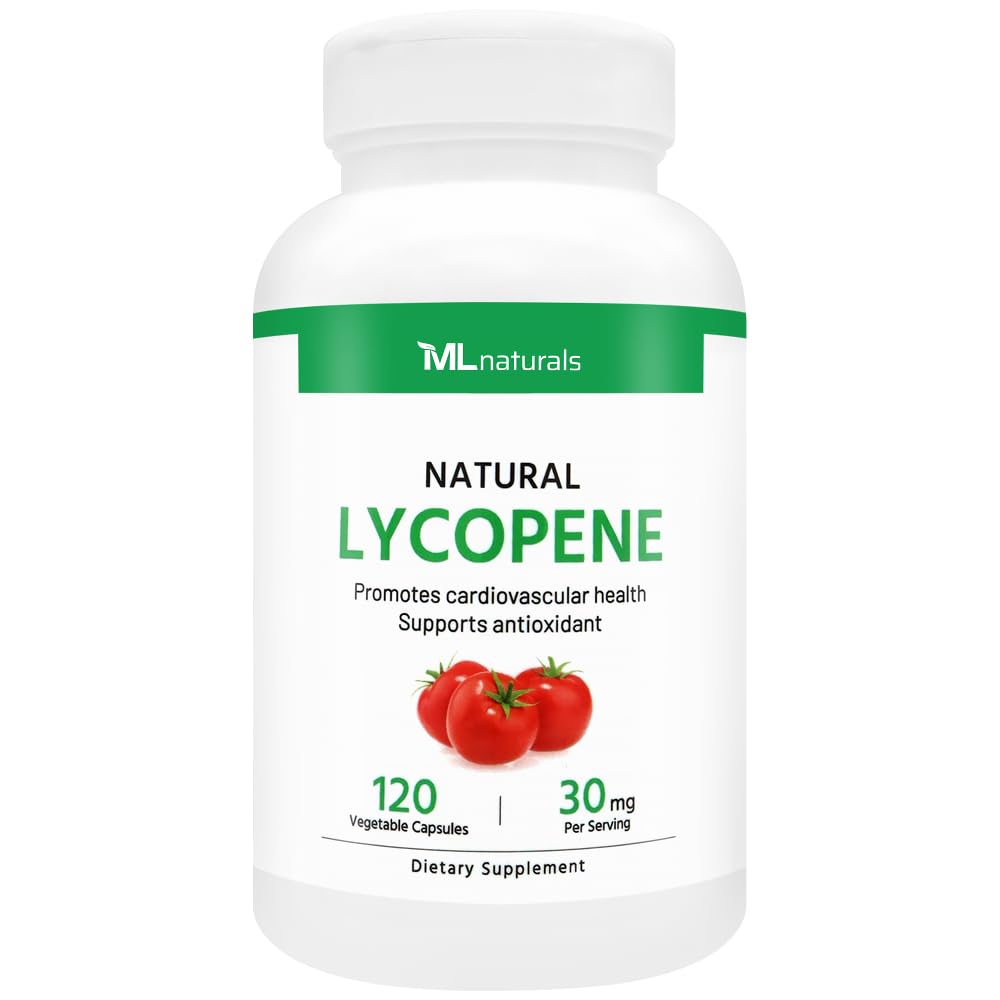 ML Naturals Natural Lycopene 30mg (Per Serving) – 120 Vegetable Capsules – Supports Cardiovascular, Immune & Prostate Health