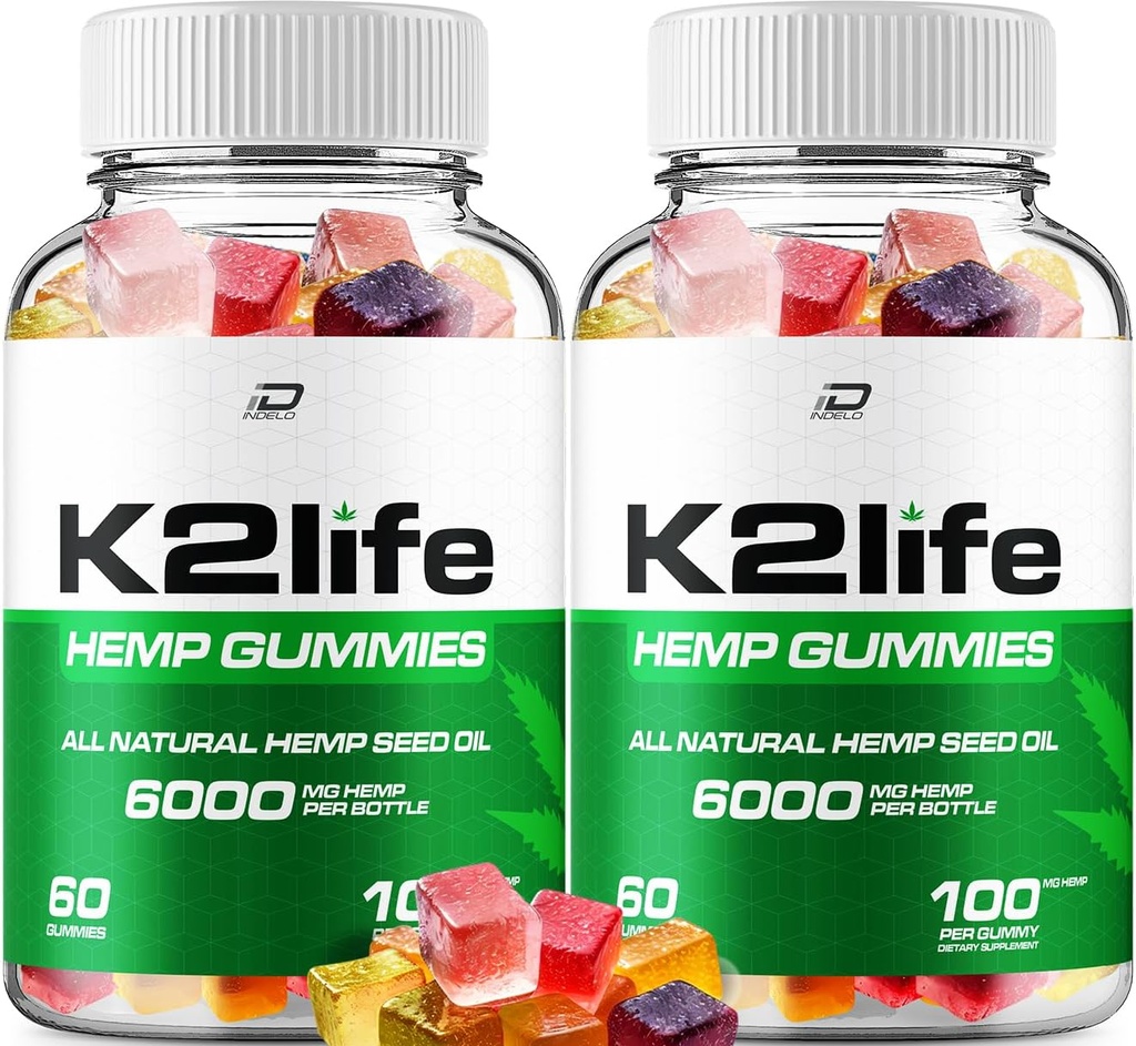 K2Life Hemp Gummies - з Hemp Seed Extract K2 Життя Hemp Gummies Tinnitus Herbal Supplement, Здоров'я та Wellness Support, Всі Природний K2Life Hemp Gummy Advanced Formula (2 Pack - 120 Gummies)