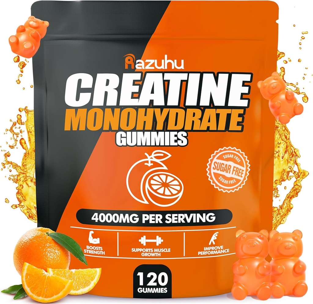 Kişilər və Qadınlar üçün təhlükəsiz Monohidratlar, Maksimum Power Strength, Performans, Sugar Free, Vegan, Pre-Workout Supplement (120 Count)-Orange