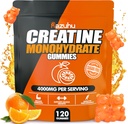 用于男子和女子的Creatine Monohydrate Gummys,每服4克Creatine Monohydrate 用于最大功率,性能,无糖,Vegan,预工补充(120计)-Orange