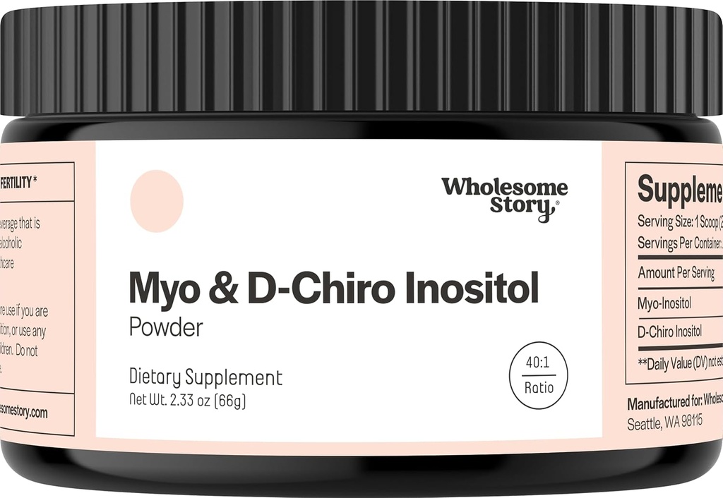 Myo-Inositol & D-Chiro Inositol Suplemento de po para mulleres | Balance hormonal e soporte de funcións ováricas saudables | Vitamina B8 | Gran alternativa a cápsulas | 40:1 Ratio | 30 servizos