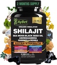 Shilajit per gli uomini e le donne-organica Himalayan Shilajit capsule con Moss di mare, olio di semi neri, Ashwagandha, Rhodiola Rosea, Burdock, Cordyceps Mushroom, Ginseng, Turmeric, Ginger, 120 capsule