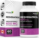 Renew Actives Resveratrol Supplement 600mg per servering - High-Potency Antioxidant Complex med 50% Trans-Resveratrol - Stöder Cellular Health & Longevity - Made in Canada - 60 Vegan Capsules