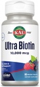 KAL Ultra Biotin 10000mcg ActivMelt, Haarwachstumsergänzung, hohe Potenz Vitamin B7 für gesundes Haar, Haut, Nägel und Energie Unterstützung, Vegetarisch, natürliche gemischte Berry Flavor, 60 Serv, 60 Micro Tablets