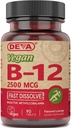 Deva Vegan Vitamins B-12, High Potency 2500 mcg B12, Fast Dissolve, Sublingual, 90 Tablets (Pack of 3)