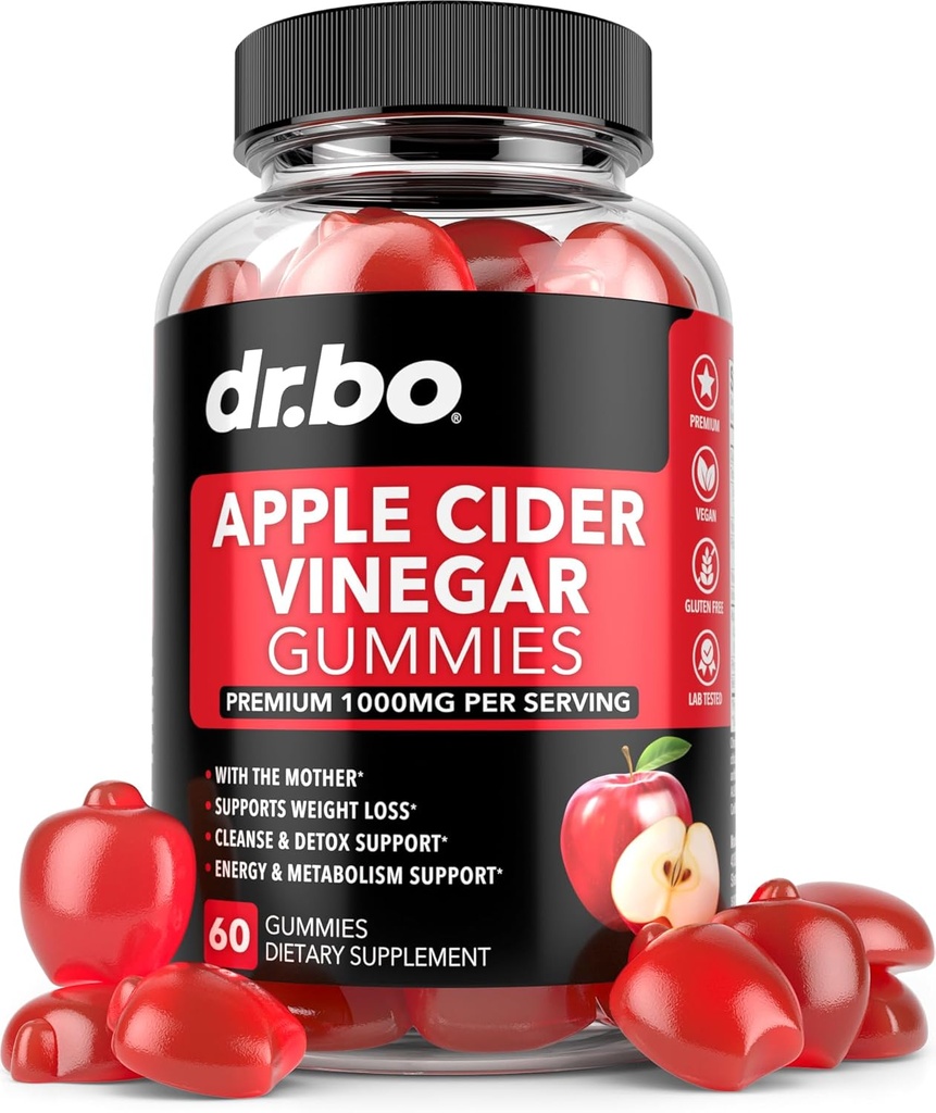 ACV Jabłko Cydr Gummies - Naturalne wsparcie dla zaawansowanych utraty wagi, Detox, Oczyszczanie, Przeżywienie Plus Gut Health - ACV Gummies Suplementy z 1000MG Jabłko Cydr Gummy z Matką