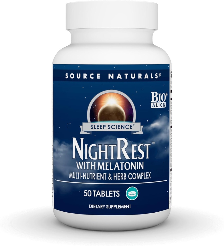 Source Naturals Sleep Science Nightrest with Melatonin, Multi- Nutritent & Herb Complex * - 50 tabletta