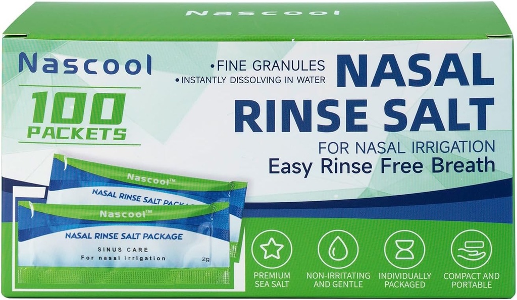 Saline Packets, gatz-paketeak Nose Wash Refillerako (100 konde)