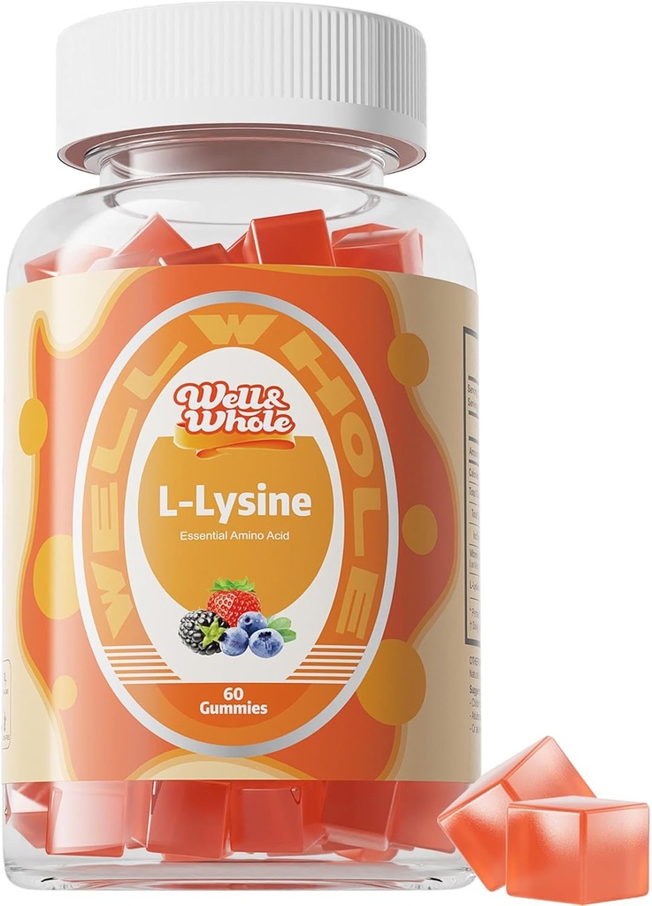 L-Lysine Gummies 1000mg - Uşaqlar və Yetişkinler üçün L-Lysine Supplements - Lip və Cold Sore * Vitamin B12 ilə Chewable Lysine Gummies - Vegan, GMO, Gluten-Free, 60 Counts