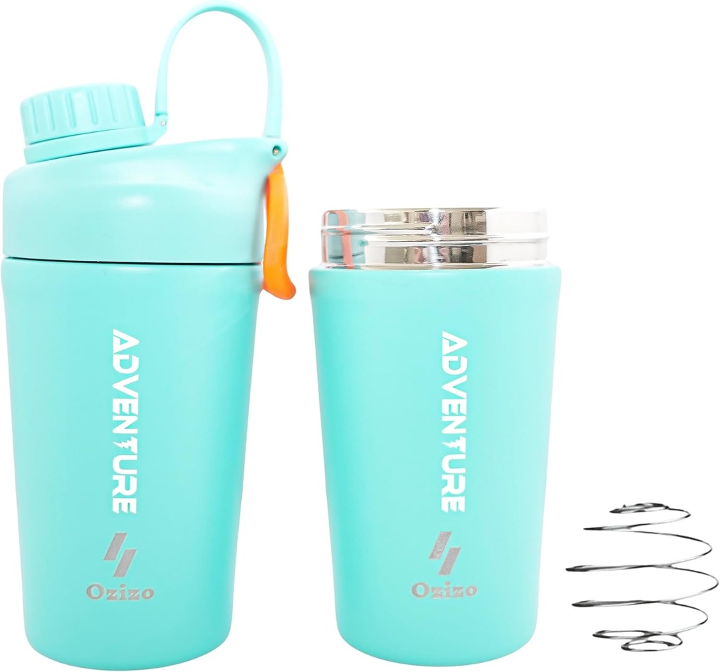 Ozizo Protein Mixing Cup für Proteinmischungen, 20 Unzen Edelstahl Protein Shaker Bottle, Insulated, Leak Proof, Odor Resistant, Small Cute Gym Mixer für Männer, Frauen, Jungs, Mädchen, Hot & Cold Drinks
