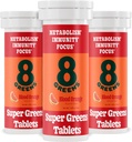 8Greens Supergreens Tablets | Super Greens Powder Superfood Tablet, Metabolismo Immunity & Focus, Daily Greens Effervescent Tablets, Organic: Aloe Vera, Spirulina, Chlorella, Blood Orange, 30 zerbitzatu