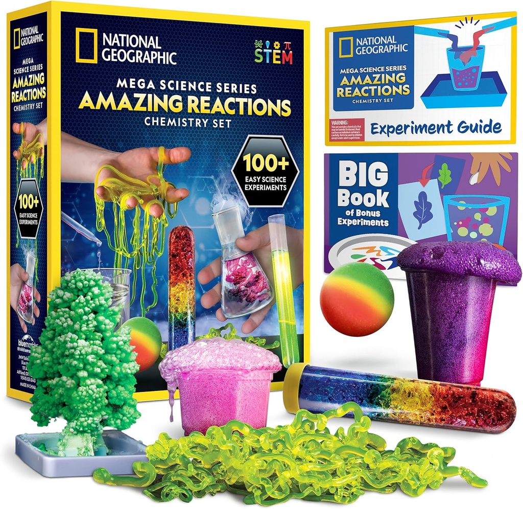 National Geographic Amazing Chemistry Set - Химия комплект с 45 научни експеримента, включително Crystal Growing and Rections, Science Kit for Kids, STEM подарък за момчета и момичета (ексклузивно)