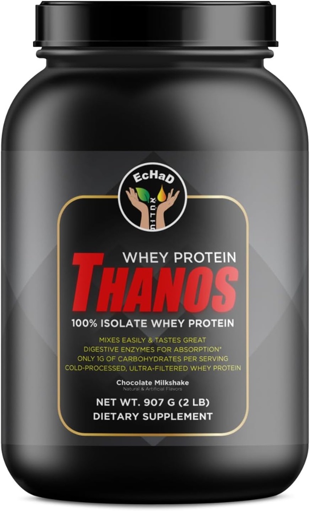EcHad WHEY Proteina Thanos - 100% Izolat Proteina Whey, Aroma de ciocolata Milkshake, 907 G (2 LB) - Supliment alimentar