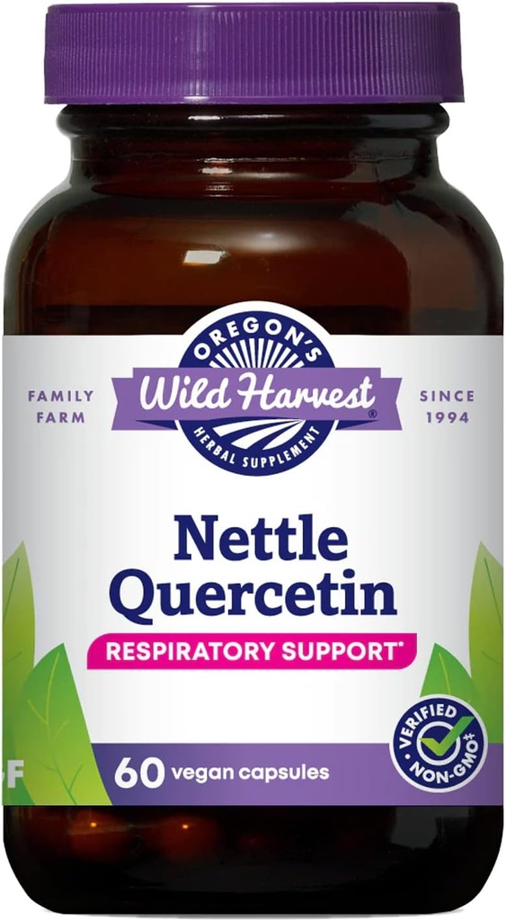 Oregon Wild Harvest Nettle Quercetin Kapsle, Non- GMO organické Bylinné doplňky, 60 Počet