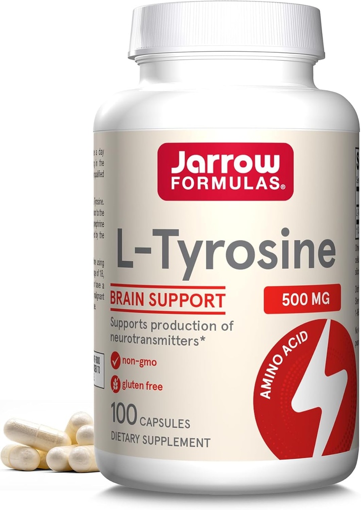 Jarrow 공식 L-Tyrosine 500 mg의 규정식 보충교재, 뇌 건강 지원을 위한 아미노산 보충교재, 100개의 캡슐, 100 일 공급