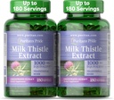 Puritans Pride Milk Thistle Silymarin 4:1 Koncentration Extract 200mg (1000 Mg Equivalent) Dietary Supplement for Liver Support, 6 Month Supply, 180 Count 2-Pack