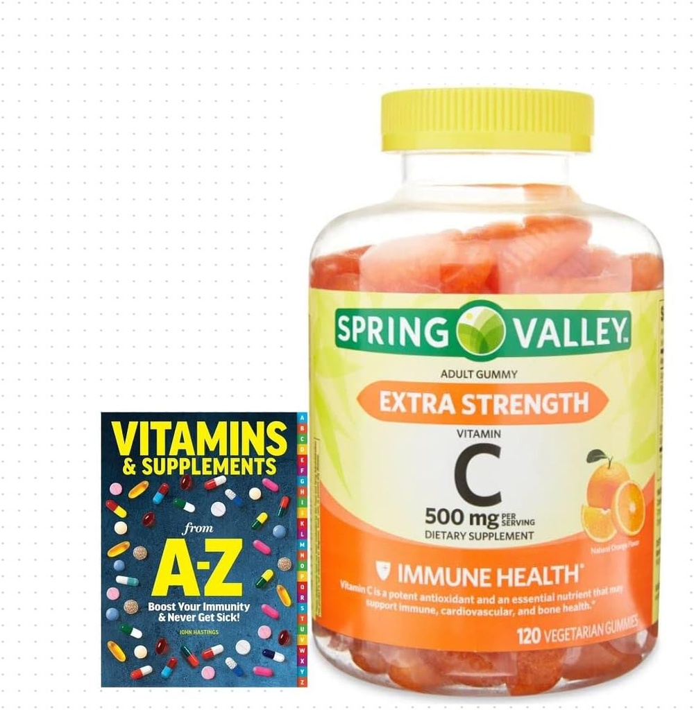 Spring Valley Extra Strength Vitamin C, 500 mg Vegetarische Gummis, 120 Count + Bessere Anleitung Vitamine Ergänzungen Buch kostenlos Cannot BE getrennt verkauft