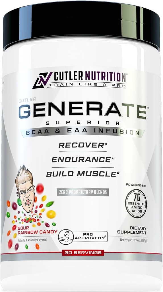 Cutler Nutrition Generate EAA ja BCAA Powder: Paras haarautunut Aminohapot täydentää Essential Amino Acids, 5g BCAAs, 2g EAAs Lean Muscle Mass ...