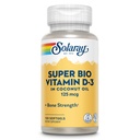 SOLARAY Super Bio Vitamin D3 in Coconut Oil - D3 Vitamin 5000 IU - Bone Health and Immune Support Supplement - Lab Verified, Made Wtihout Soy, 60-Day Guarantee - 120 Softgels, 120 Servings