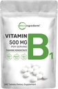 Micro Ingredienti Vitamina B1 500mg Per Serving, 240 compresse | Vitamina B1 Thiamine Supplemento, Vitamine B essenziali | Supporta il metabolismo e il sistema nervoso sano | Non OGM, Facile da ingoiare