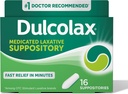 Dulcolax 자극제 Laxative Medicated 좌약, Predictable & 효과적인 변비 기복, Bisacodyl 10 mg, 16 조사