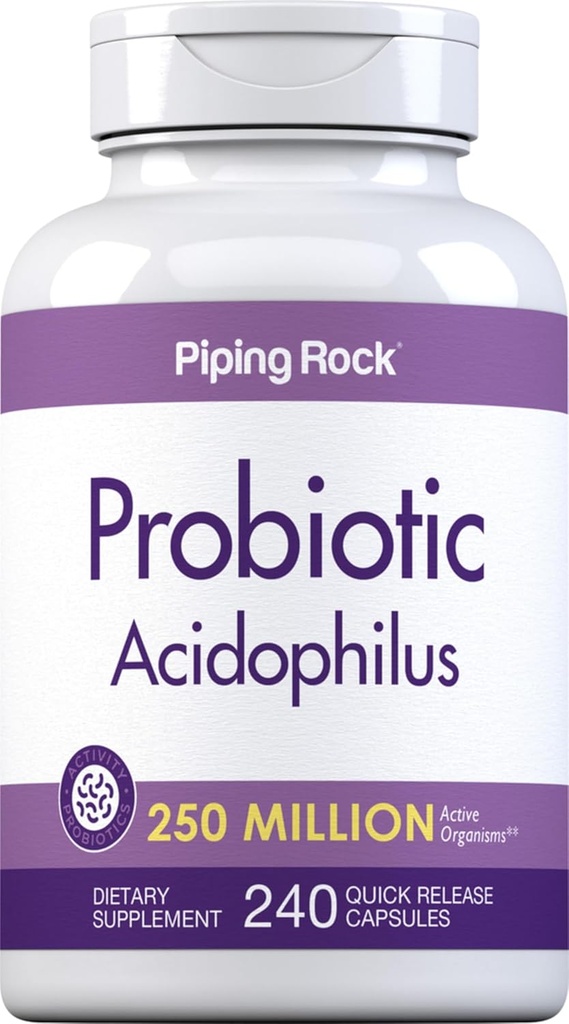 Piping Rock Probiotic Acidophilus Kapsler | 250 millioner CFU | 240 piller | Diett Supplement | Ikke-GMO, Glutenfri