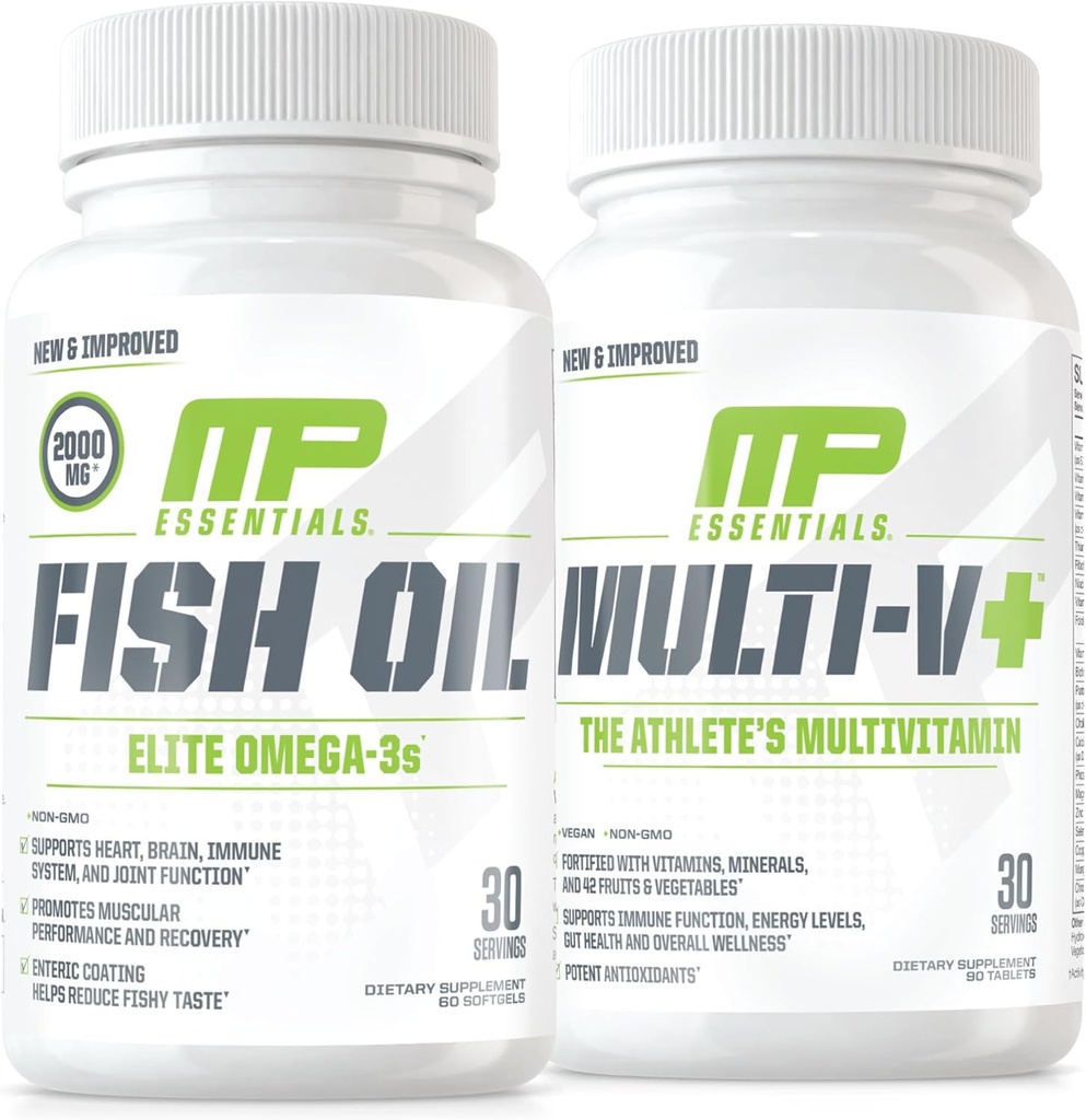 Raumenų Pharm Essentials Multi- V + & MusclePharm Essentials Fish Oil Elite Omega 3 Priedas