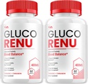 (2 Pack) Suplemento de Gluco Renu, cápsula de GlucoRenu - Fórmula avanzada de Gluco Renu, Comentarios de forza máxima de GlucoRenu, 120 cápsulas.