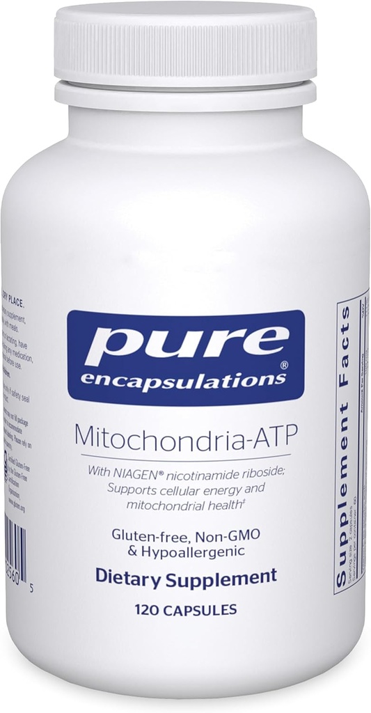 Encapsulations pures Mitochondria-ATP - Support Mitochondrial - ATP Aide à la production* - avec vitamine C, vitamine E et thiamine - Support antioxydant - 120 capsules