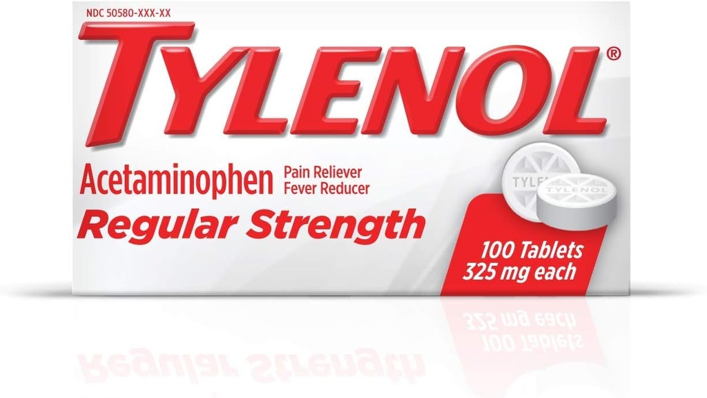 Tylenol Regular Strength Tablets with 325 mg of Acetaminophen, Fever Reducer & Pain Reliever for Headache, Back Ache, Muscle Pain & Menstrual Cramps, 2 Pack